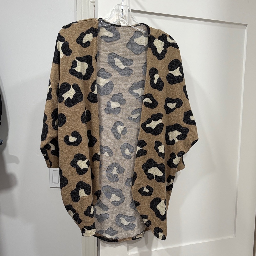 Leopard Print Open Front Cardigan
